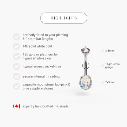 La Femme Moon Halo Pavé 0.9 ct. Belly Ring White Gold