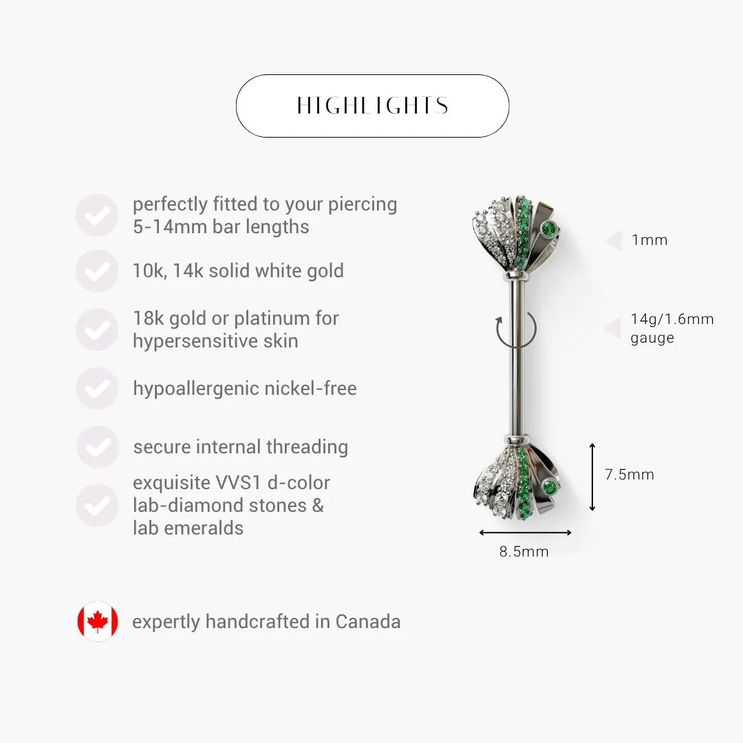 Put a Bow on It Nipple Barbell White Gold