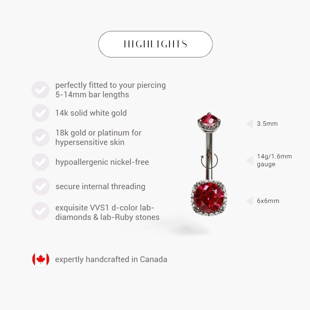 La Femme Cherry 1.1 ct. Belly Ring White Gold
