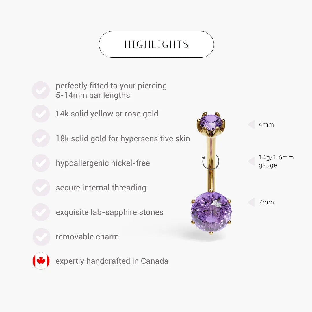 Purple Rain 1.5 ct. Sapphire Belly Ring