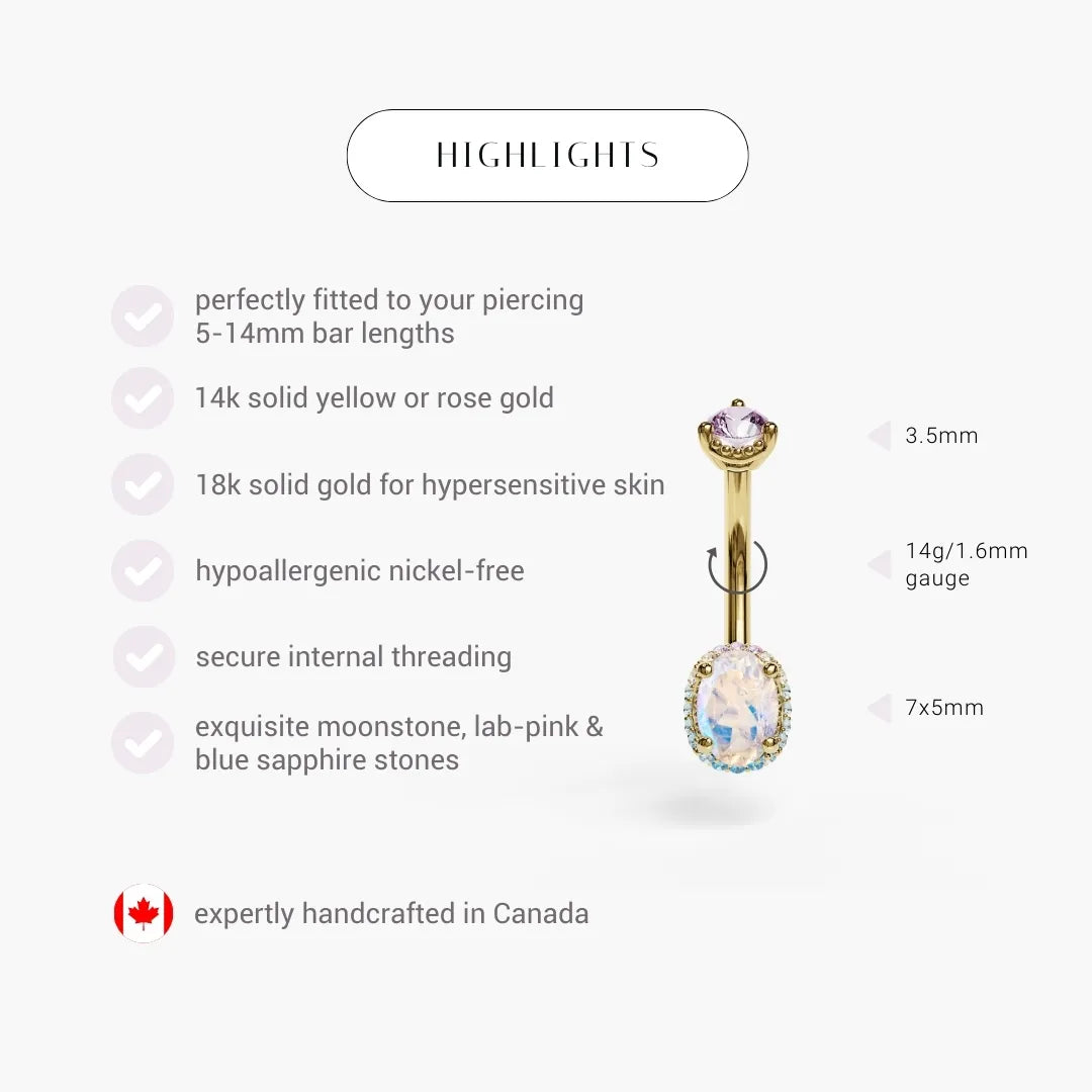 La Femme Moon Halo Pavé 0.9 ct. Belly Ring