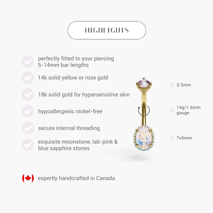 La Femme Moon Halo Pavé 0.9 ct. Belly Ring