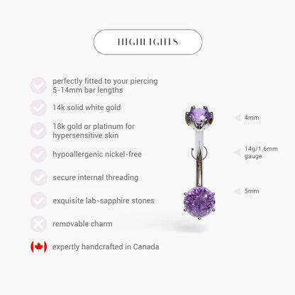Purple Rain 0.8 ct. Sapphire Belly Ring White Gold