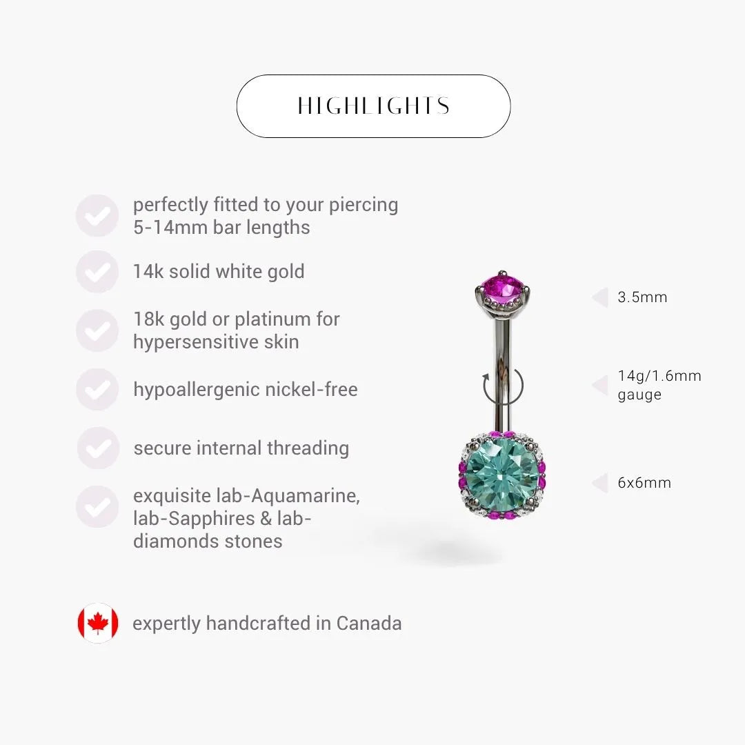 La Femme Azure Blush 1.1 ct. Belly Ring White Gold