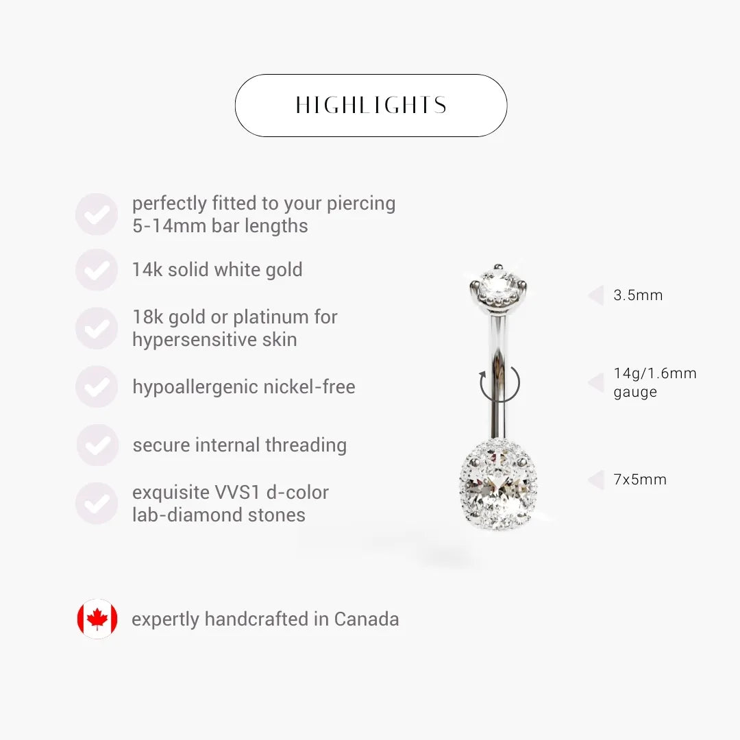 La Femme Oval Pavé 0.9 ct. Diamond Belly Ring White Gold