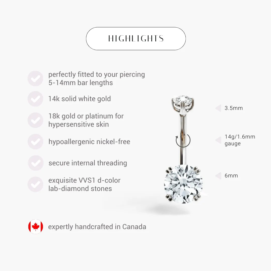 La Seule 1.1 ct. Diamond Belly Ring White Gold