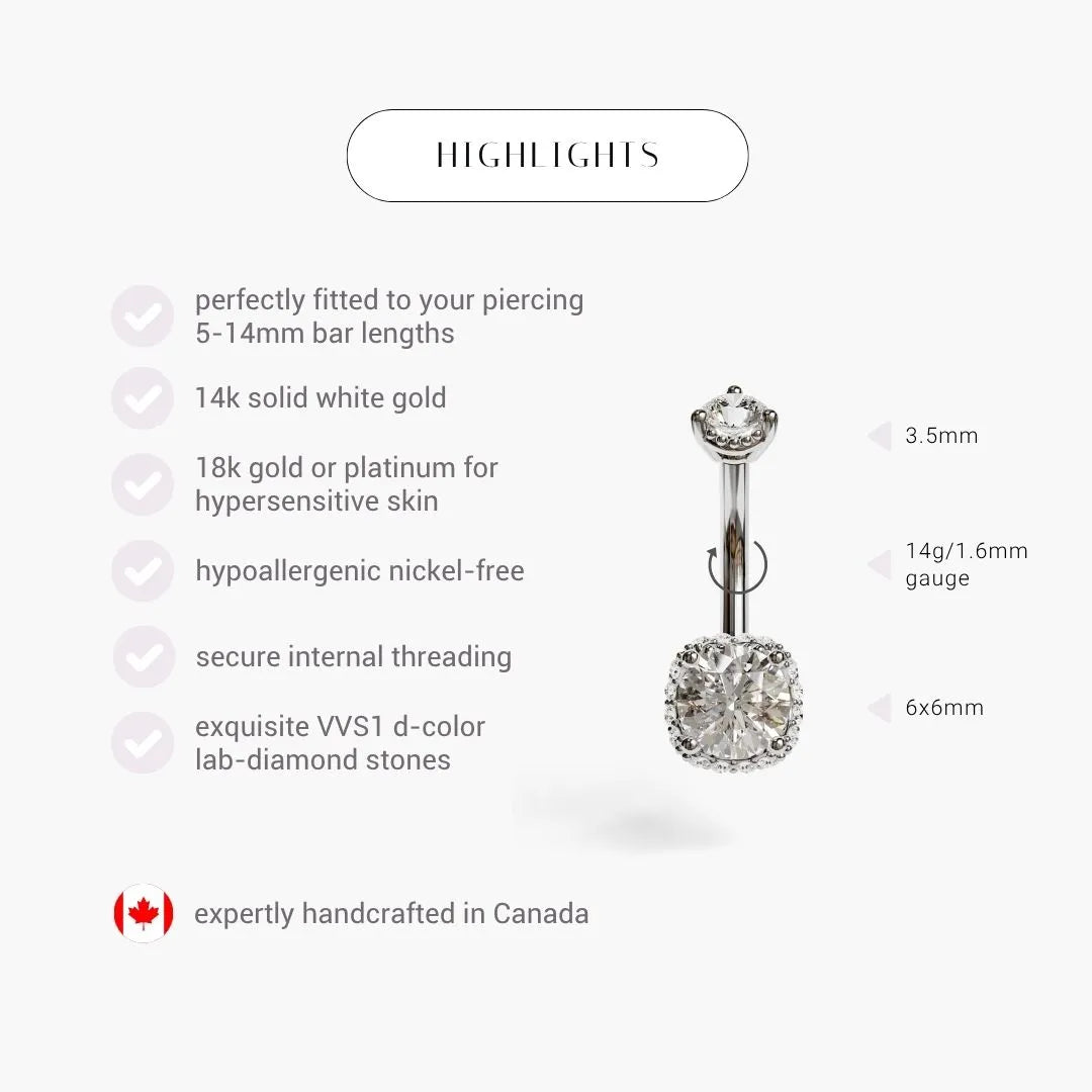 La Femme Orb Pavé 1.1 ct. Diamond Belly Ring White Gold