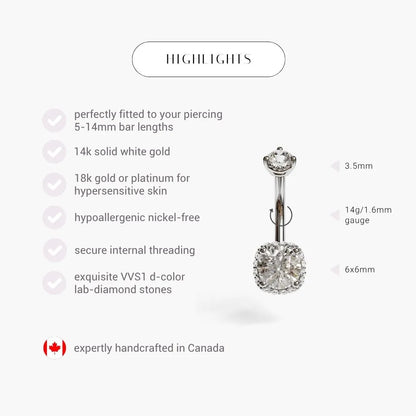 La Femme Orb Pavé 1.1 ct. Diamond Belly Ring White Gold