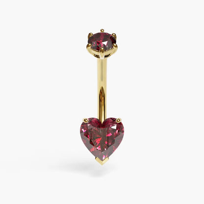 Red Sunrise 1.5 ct. Heart Moissanite Belly Ring