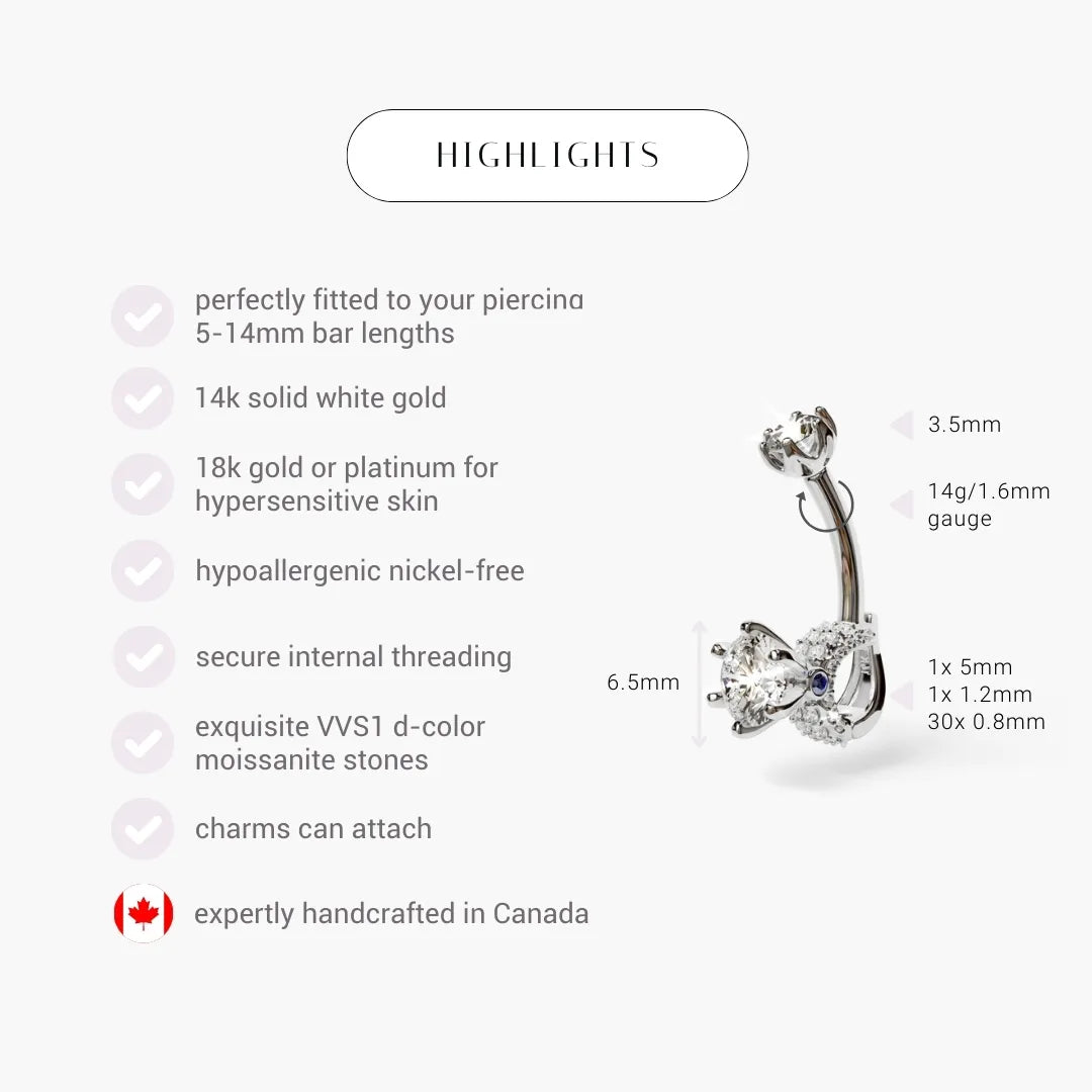 Marry Me Baby Dome Belly Ring White Gold