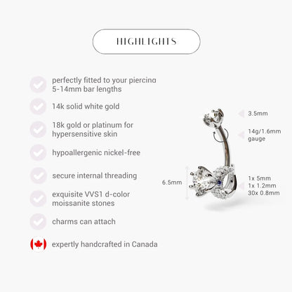 Marry Me Baby Dome Belly Ring White Gold