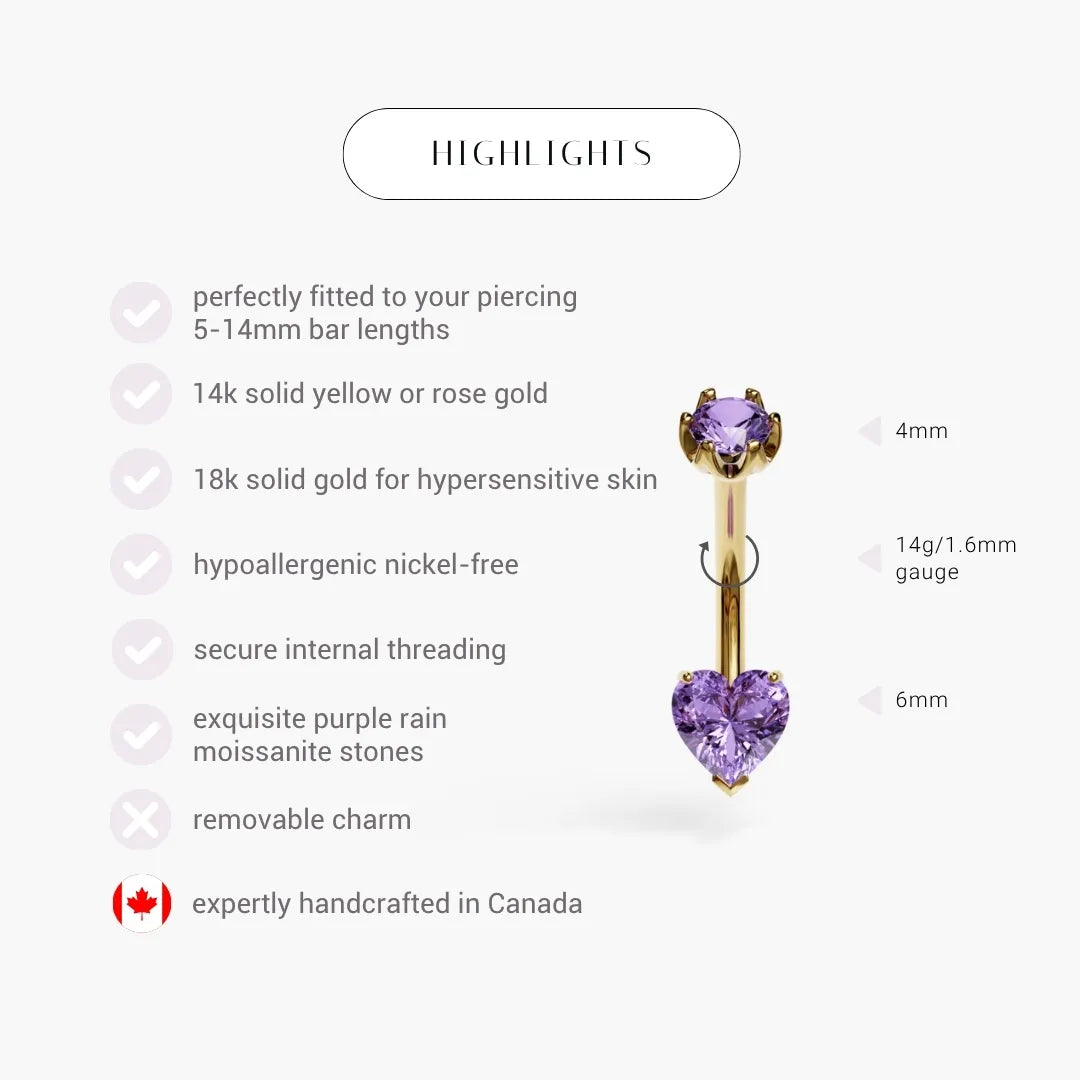 Purple Rain 1.0 ct. Heart Sapphire Belly Ring