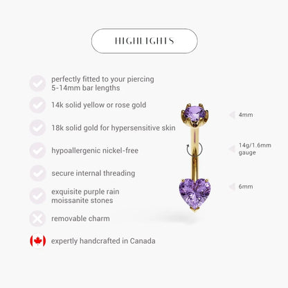 Purple Rain 1.0 ct. Heart Sapphire Belly Ring