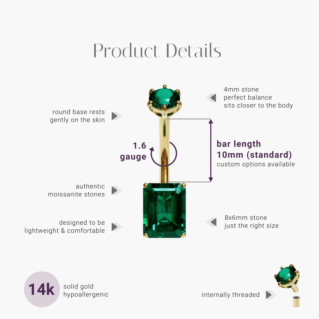 Green Goddess 2.2 ct. Moissanite Belly Ring