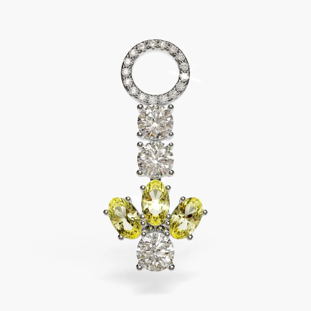 Angel Dome Yellow Moissanite Belly Ring White Gold