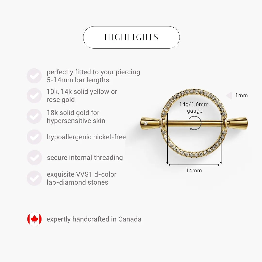 La Lune Pavé Nipple Barbell