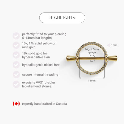 La Lune Pavé Nipple Barbell