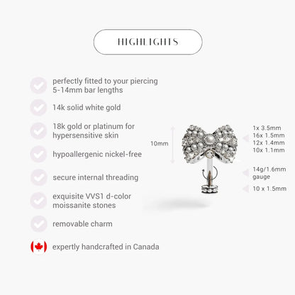 Lover's Bow Belly Ring White Gold