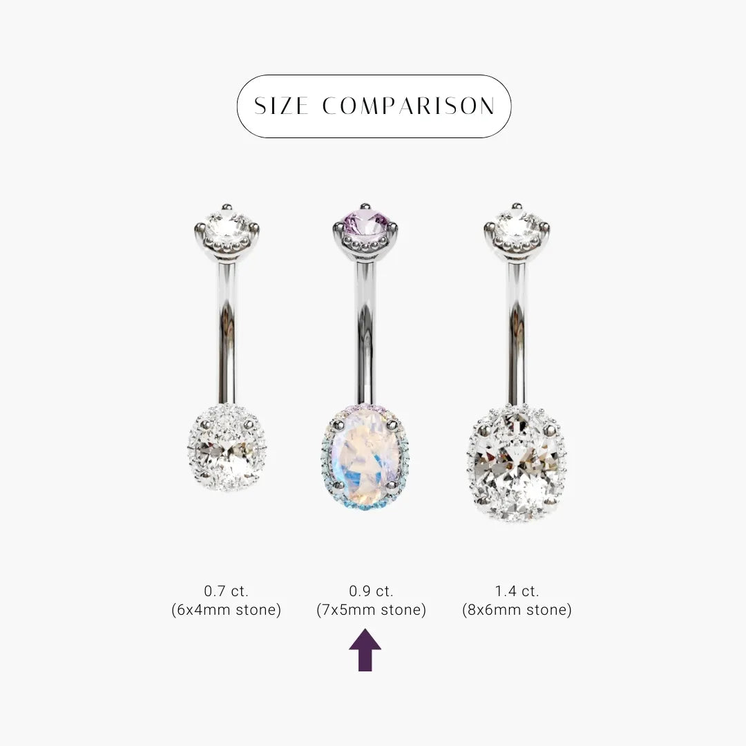 La Femme Moon Halo Pavé 0.9 ct. Belly Ring White Gold