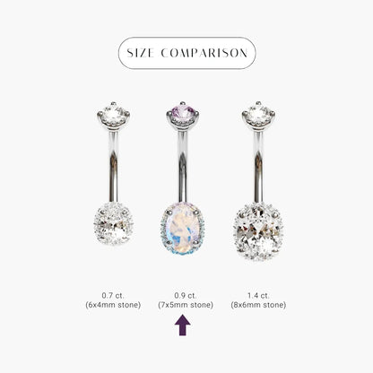 La Femme Moon Halo Pavé 0.9 ct. Belly Ring White Gold