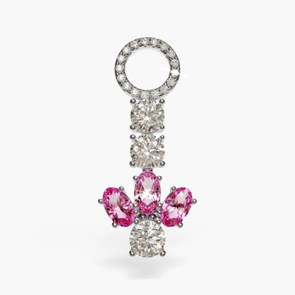 Angel Dome Pink Moissanite Belly Ring White Gold