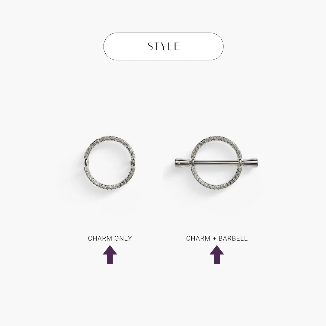 La Lune Pavé Nipple Barbell White Gold