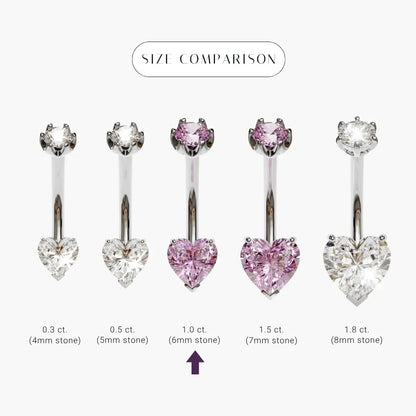 Cosmopolitan 1.0 ct. Heart Sapphire Belly Ring White Gold