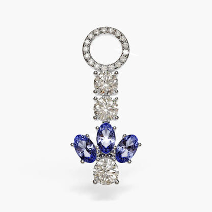 Angel Dome Sapphire Moissanite Belly Ring White Gold