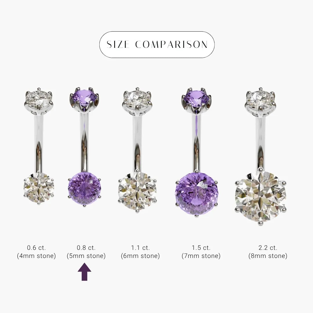 Purple Rain 0.8 ct. Sapphire Belly Ring White Gold