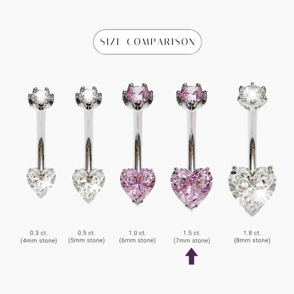 Cosmopolitan 1.5 ct. Heart Sapphire Belly Ring White Gold