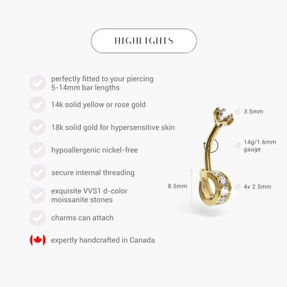 Dome Moissanite Belly Ring