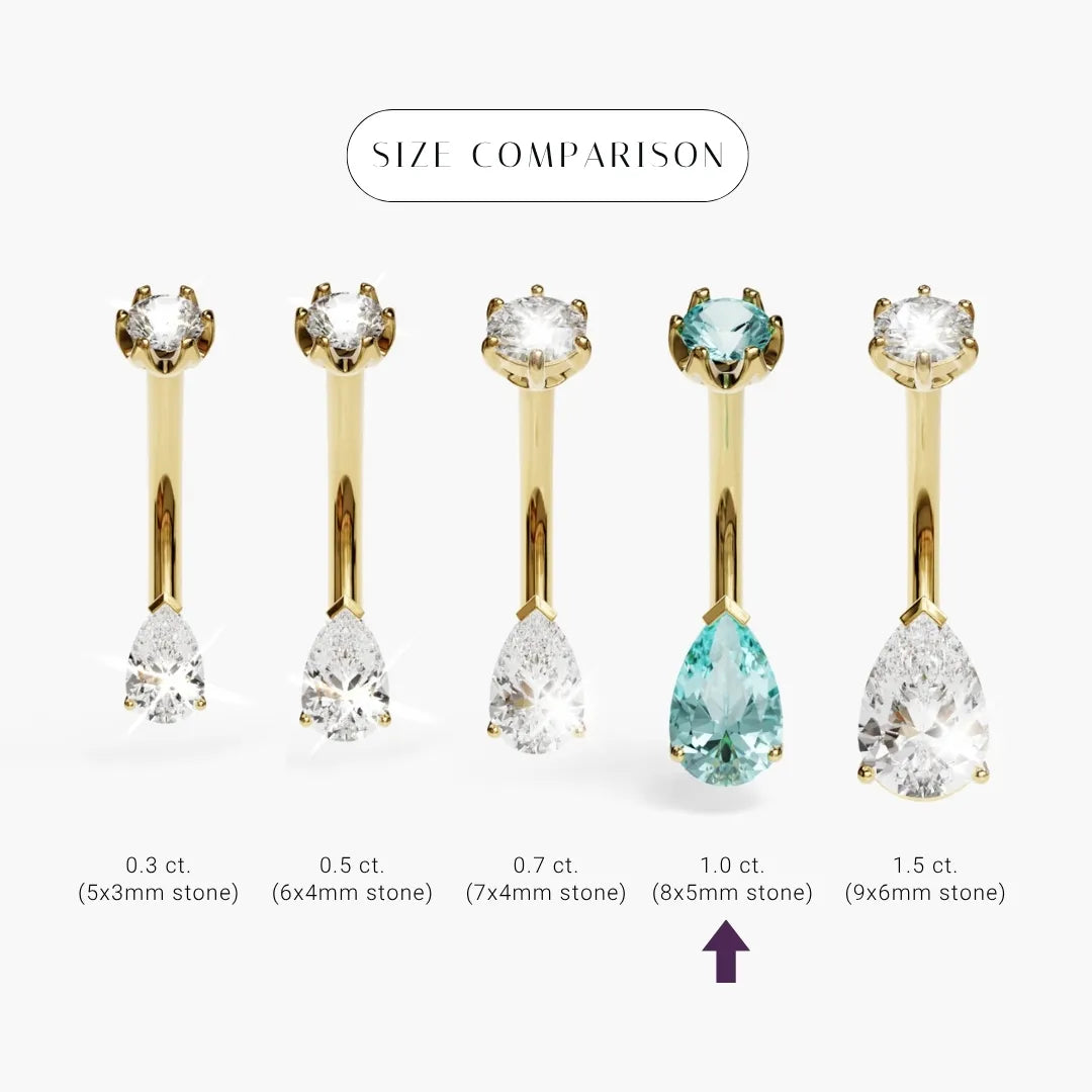 Hypnotic Blue 1.0 ct. Tear Sapphire Belly Ring