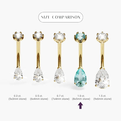 Hypnotic Blue 1.0 ct. Tear Sapphire Belly Ring