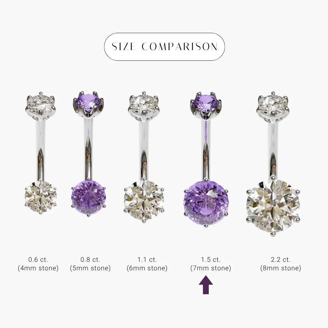 Purple Rain 1.5 ct. Sapphire Belly Ring White Gold