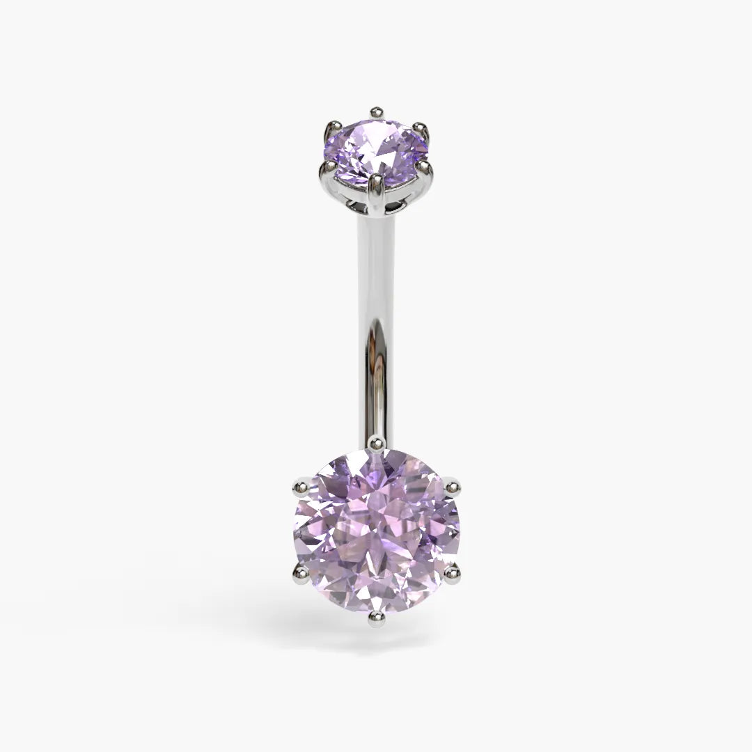 Purple Rain 1.5 ct. Moissanite Belly Ring White Gold