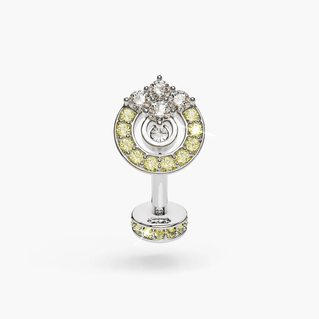 Twilight Lemon Drop Moissanite Belly Ring White Gold