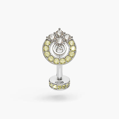 Twilight Lemon Drop Moissanite Belly Ring White Gold