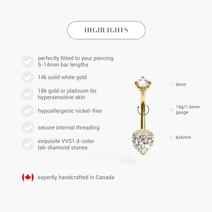 La Femme Heart Pavé 1.0 ct. Diamond Belly Ring
