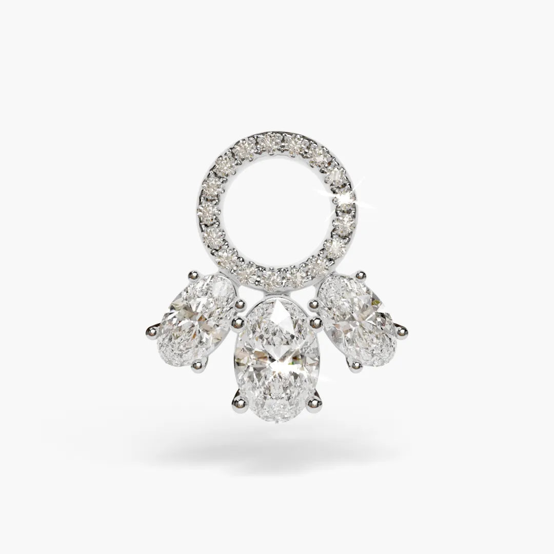 Toi et Moi Dome Moissanite Belly Ring White Gold