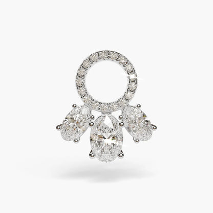 Toi et Moi Dome Moissanite Belly Ring White Gold