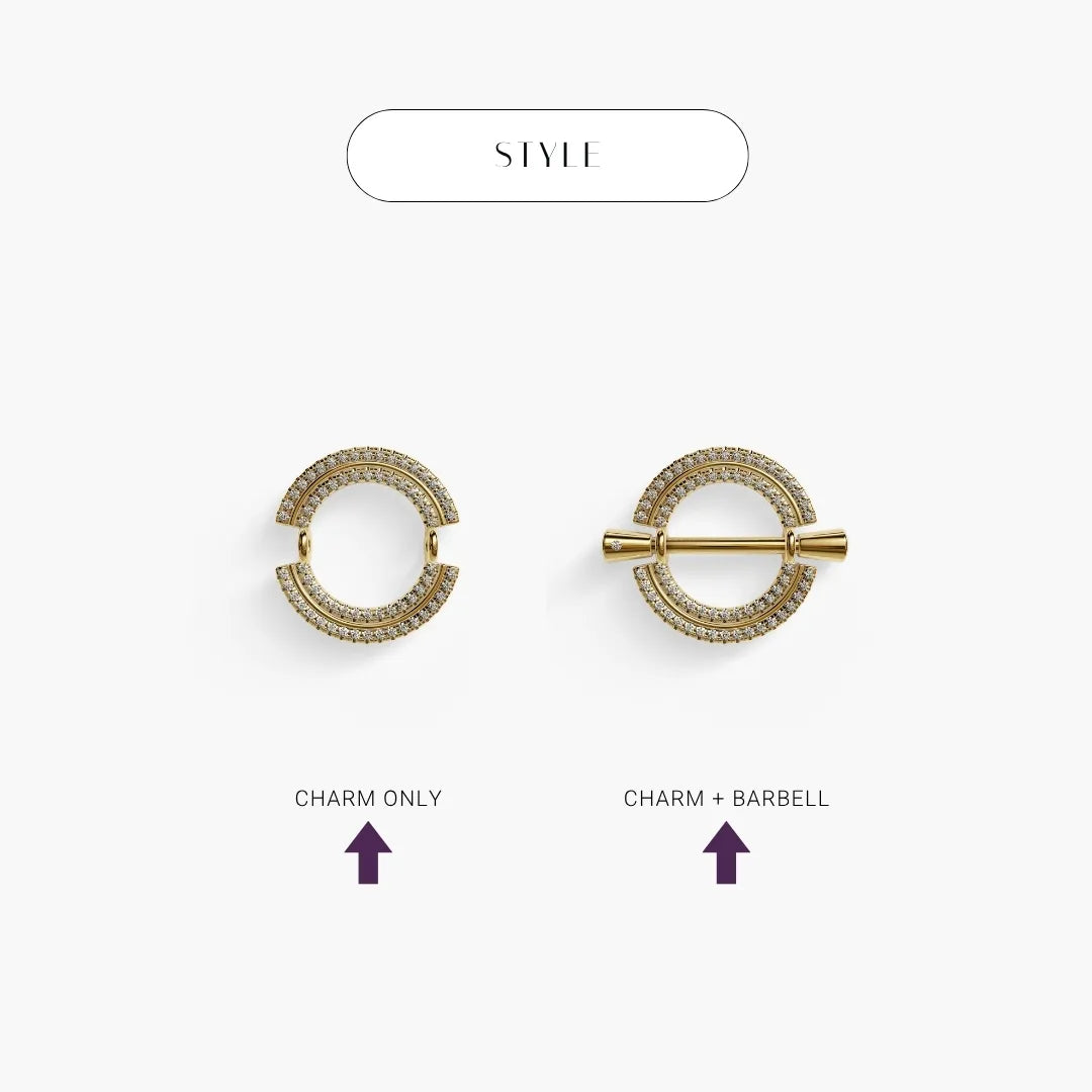 La Lune Double Pavé Nipple Barbell