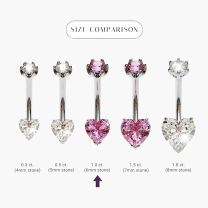 Pink Lady 1.0 ct. Heart Sapphire Belly Ring White Gold