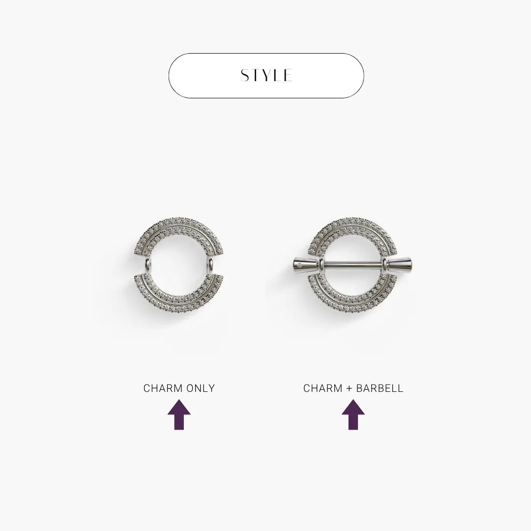 La Lune Double Pavé Nipple Barbell White Gold
