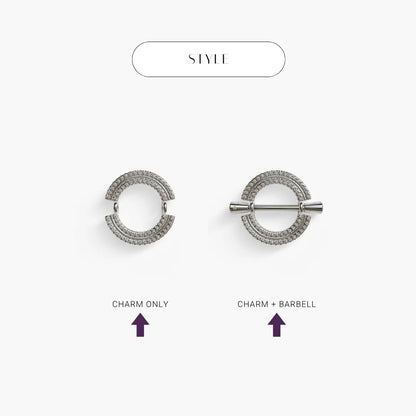 La Lune Double Pavé Nipple Barbell White Gold