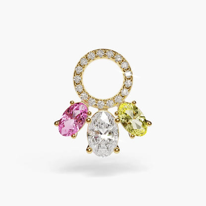 Toi et Moi Pink Yellow Dome Moissanite Belly Ring