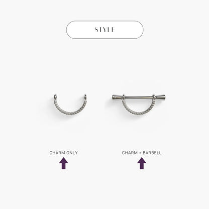 La Lune Arc Nipple Barbell White Gold