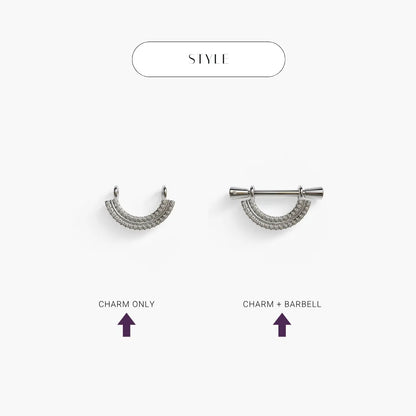 La Lune Double Arc Nipple Barbell White Gold