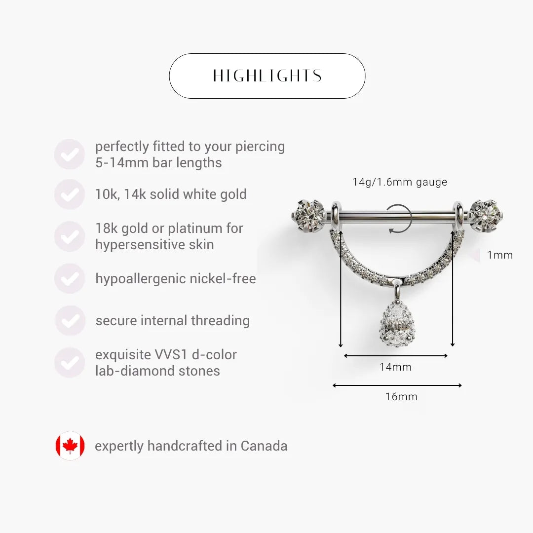 La Lune Reine Nipple Barbell White Gold