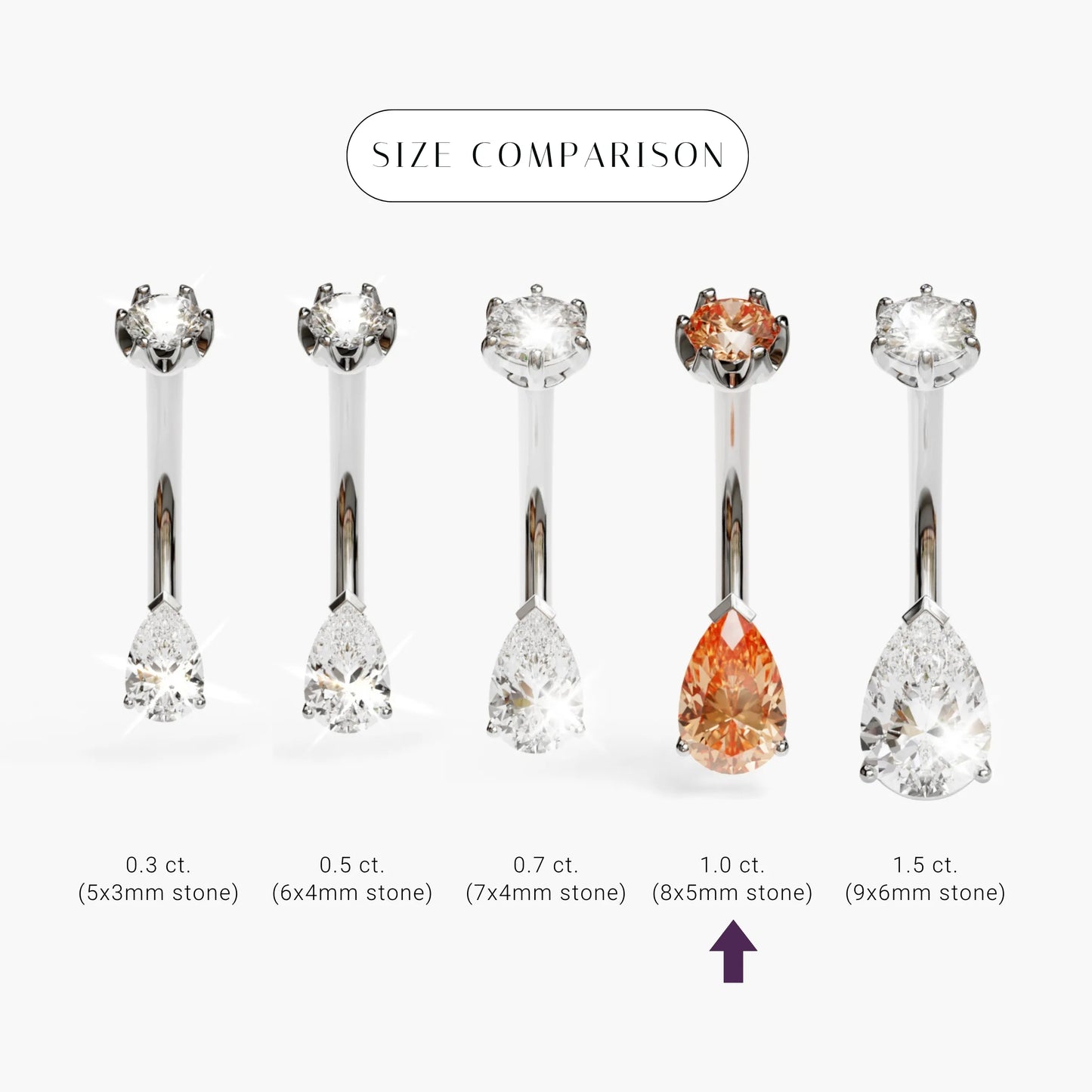 Mimosa 1.0 ct. Tear Sapphire Belly Ring White Gold