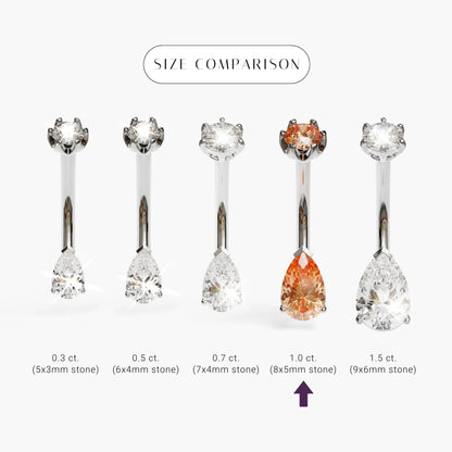 Mimosa 1.0 ct. Tear Sapphire Belly Ring White Gold